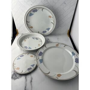 Dansk Tivoli Belles Fleurs Taupe Set- Quiche, Trivet, Chop Plate, Wall Plate
